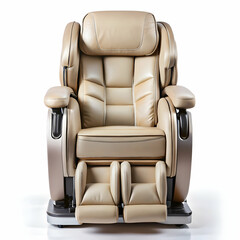 Naklejka premium Relax in Luxury with this Brown Leather Massage Chair on white background
