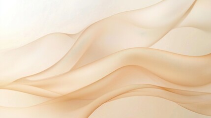 Obraz premium Soft, flowing waves of translucent fabric in warm beige tones, creating a serene and elegant background for any design project.
