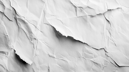 Fototapeta premium Textured white crumpled paper background, showcasing intricate folds and creases.
