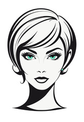 Long Pixie with curled hair tips, side swept bangs crop, hairstyle 1960s