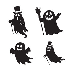 Set of Halloween ghost silhouettes