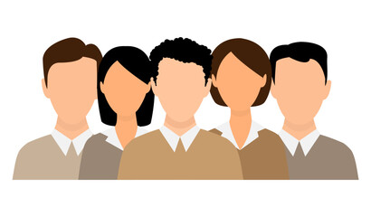 Businessman and businesswoman crowd. Diverse people group. People characters standing together. Vector illustration isolated	