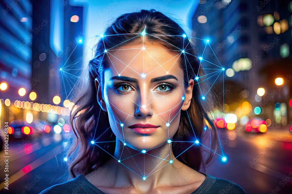 Poster advanced facial recognition technology for biometric security and data protection in cyber networks