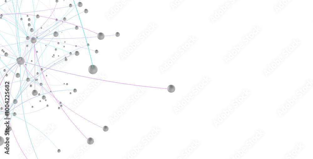 Poster Abstract plexus blue geometry background. Digital technology network connection concept. 3D rendered illustration
