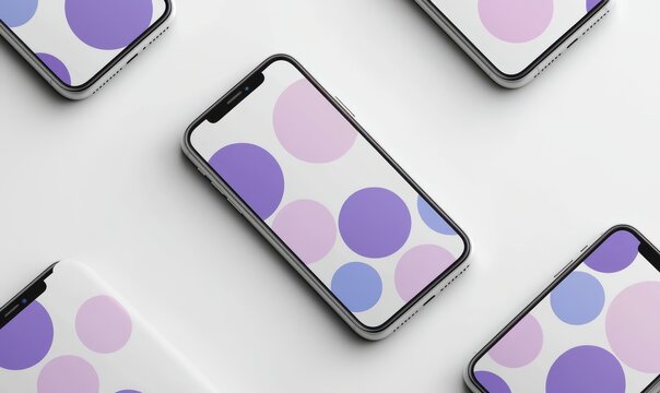 Modern mockup display of two iPhones showcasing the same vibrant geometric wallpaper