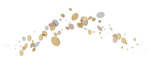 Joyful Deluge: Brilliant 3D Illustration Showcasing an Overflow of gold Confetti