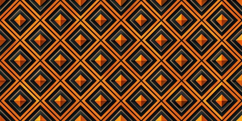 Abstract Black and Orange Geometric Pattern Design for Interior Wall Decor