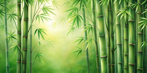 Painting of bamboo trees with light green background