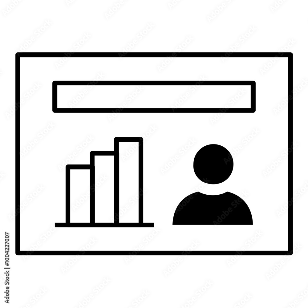 Aufkleber user statistic presentation layout icon. simple screen template vector illustration.