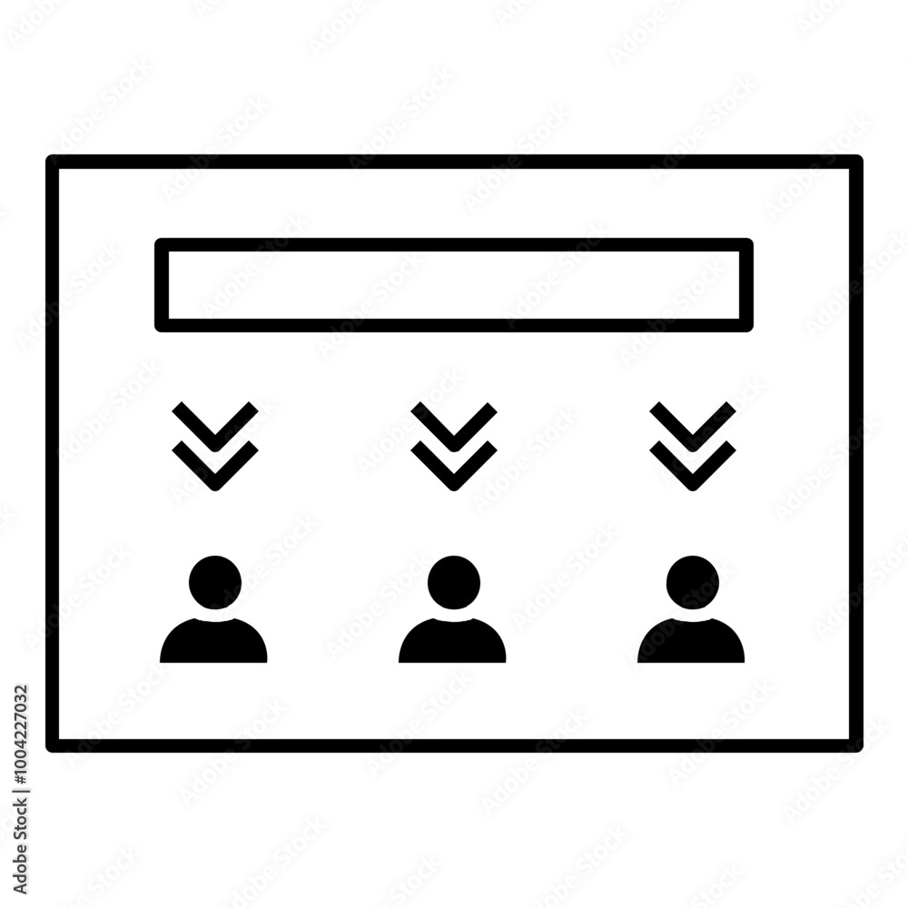 Poster users down presentation layout icon. simple screen template vector illustration.
