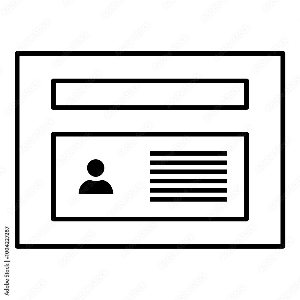 Aufkleber user text presentation layout icon. simple screen template vector illustration.