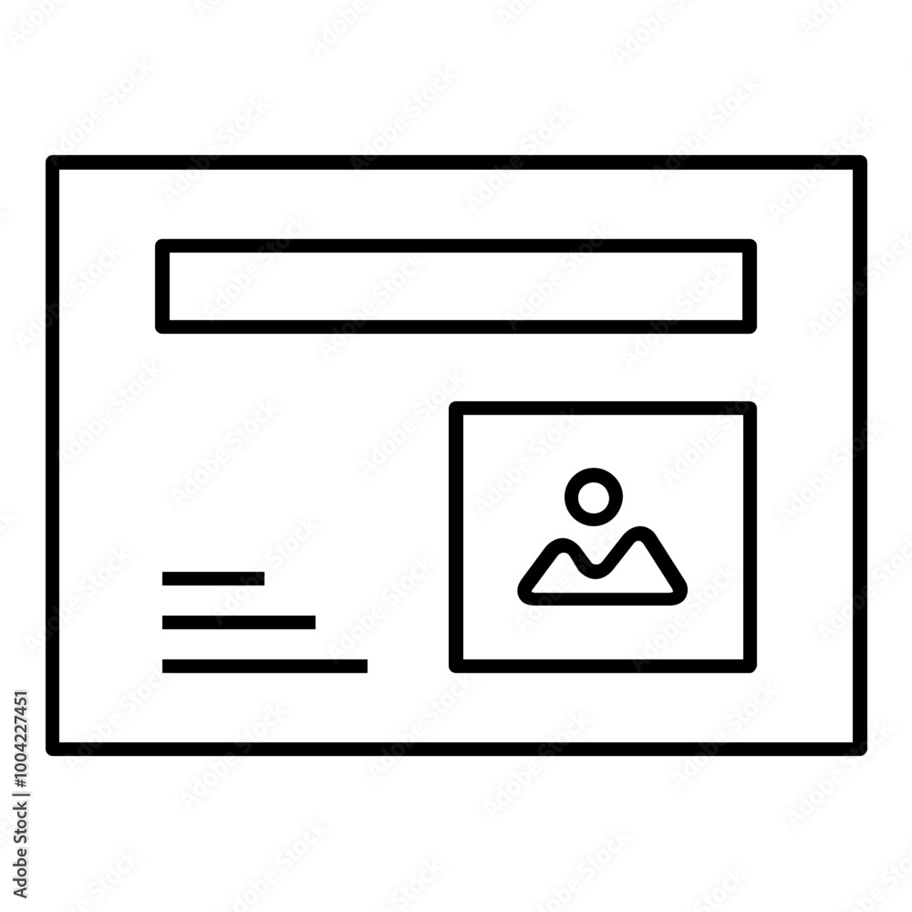 Poster image text footer presentation layout icon. simple screen template vector illustration.