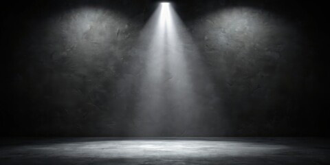 Obraz premium Perspective studio floor backdrop with spotlight for product display in black room