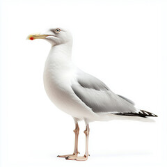 Obraz premium White seagull isolated on a clean white background, natural bird close-up.
