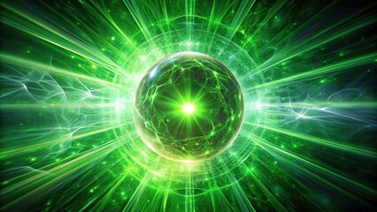 Obraz premium Green energy light ball explosion tunnel background