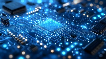 Futuristic 3D Circuit Board Illustration Design