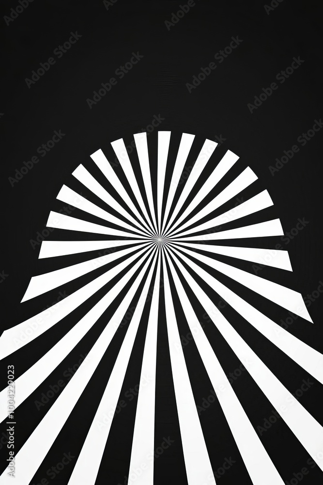 Poster minimalist black and white optical illusion abstract pattern with visual distortion