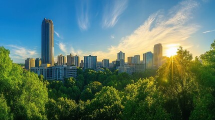 Obraz premium Cityscape Skyline Sunset