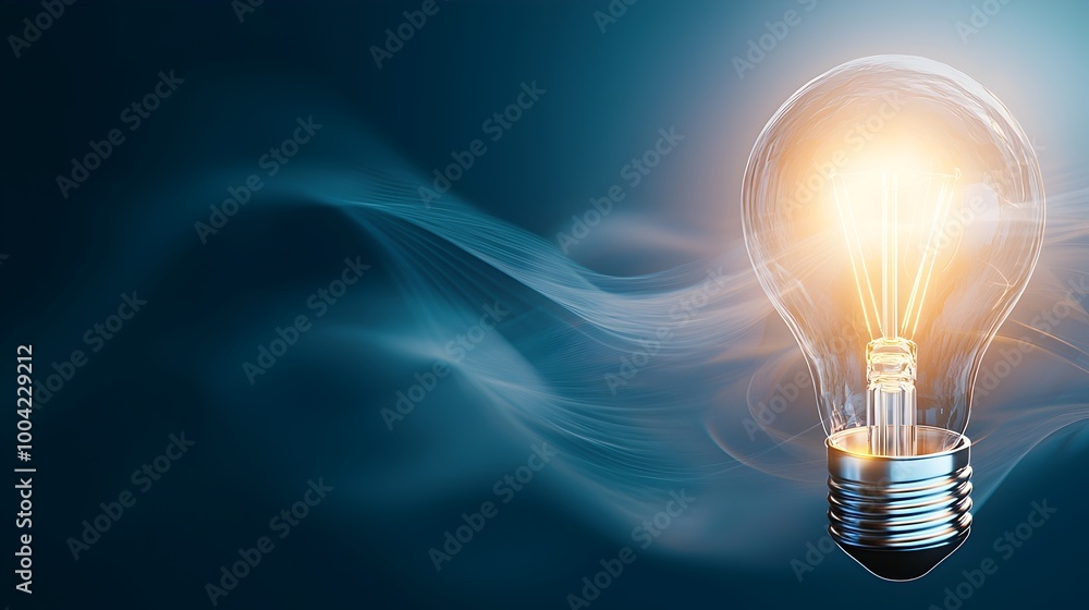 Aufkleber illuminating change a 3d render of a glowing light bulb amidst swirling winds - symbolizing adaptati