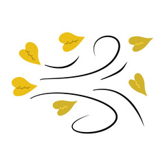 Doodle autumn leaves blowing in the wind