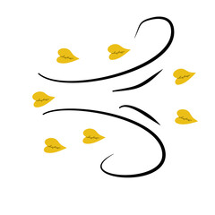Obraz premium Doodle autumn leaves blowing in the wind