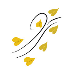 Doodle autumn leaves blowing in the wind