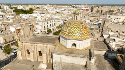 Closeup of the dome decorated with ceramics of the Church of Santa Maria di Costantinopoli located...
