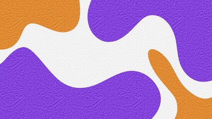 Abstract design with bold purple, orange, and white wavy shapes on a crinkled textured surface. Ideal for eye-catching backgrounds, modern art, and graphic design projects.
