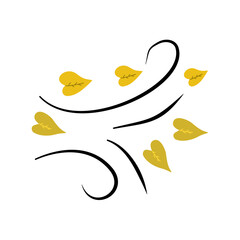 Doodle autumn leaves blowing in the wind