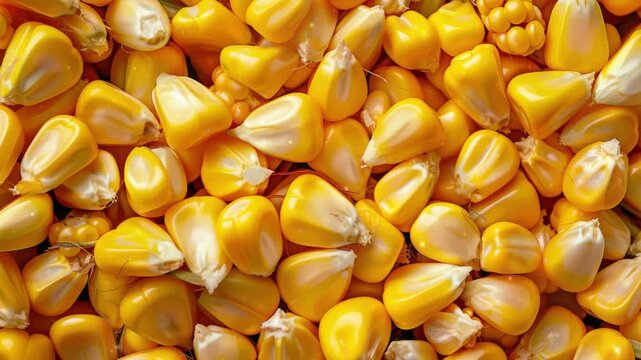 Close up of corn background, top view. Photorealistic high resolution macro photography for advertising or food design.