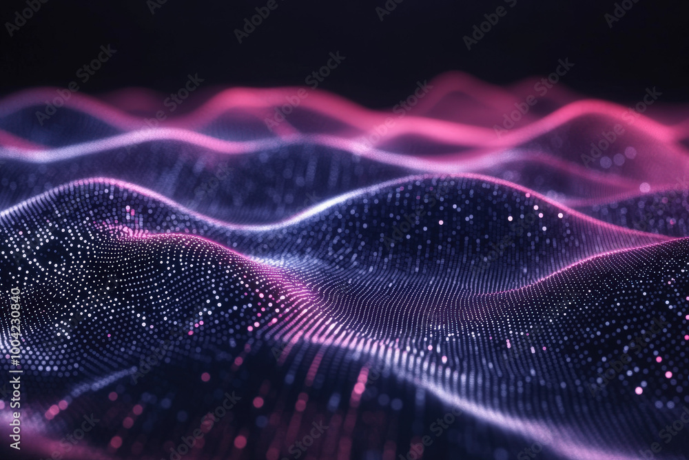 Poster radiant digital waves create an enchanting display of light and color in a mesmerizing visual landsc