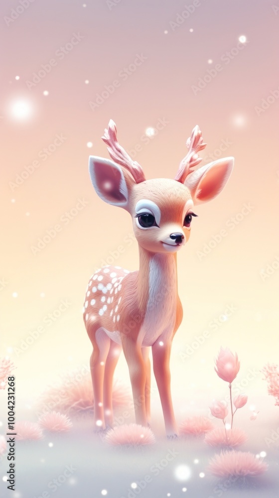 Poster Cute deer animal cartoon mammal.