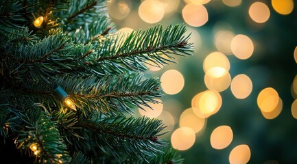 Obraz premium A beautifully decorated Christmas tree adorned with sparkling lights, colorful ornaments, and a shining star, creating a festive atmosphere for the holiday season