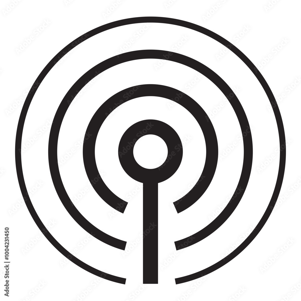 Poster radio signal icon in outline style. simple streaming podcast symbol vector illustration — pixel-perf