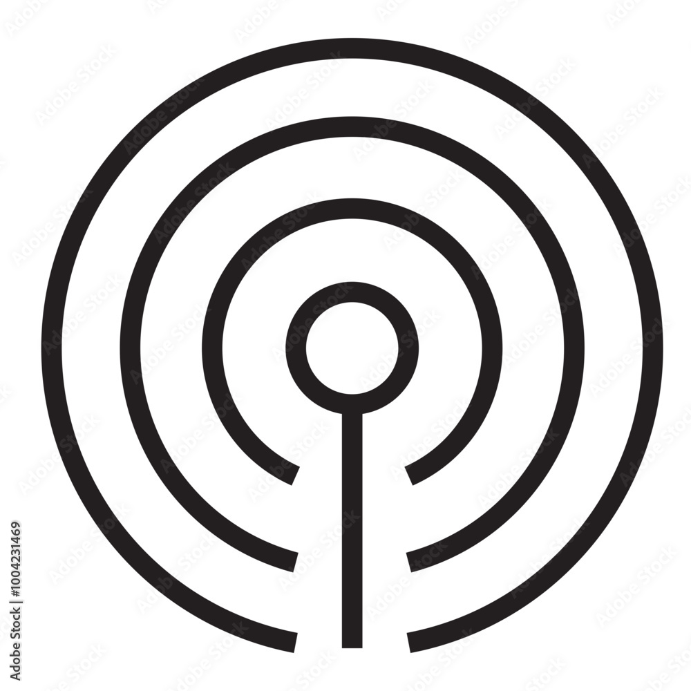 Poster radio signal icon in outline style. simple streaming podcast symbol vector illustration — pixel-perf