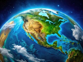 Fototapeta premium Beautiful Earth Background with Blue Oceans and Green Continents Ideal for Nature and Travel Themes