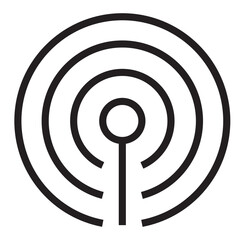 Radio signal icon in outline style. Simple streaming podcast symbol vector illustration — pixel-perfect icon.