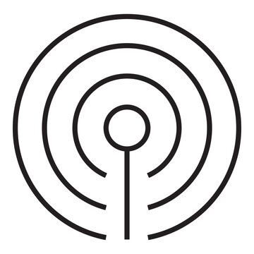 Radio signal icon in outline style. Simple streaming podcast symbol vector illustration &mdash; pixel-perfect icon.