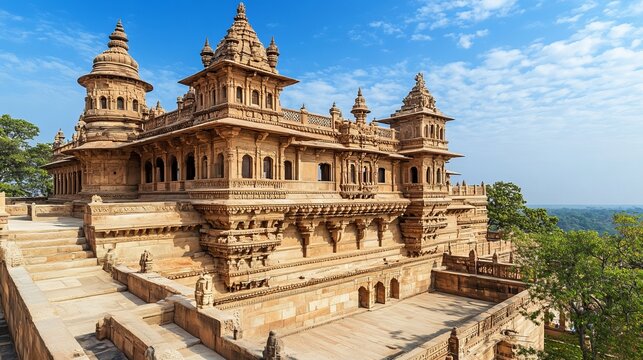Exterior of Man Singh or Man Mandir Palace, Gwalior Fort in Gwalior, Madhya Pradesh, India, Asia