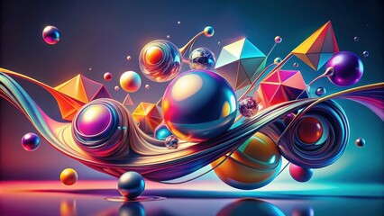Fototapeta premium Dynamic Abstract Art with Geometric Shapes and Fluid Motion in Stunning Display