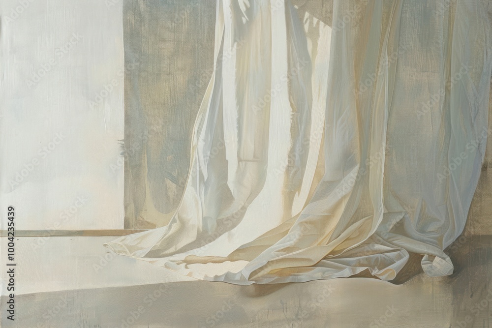 Poster White linen curtain painting gown architecture.