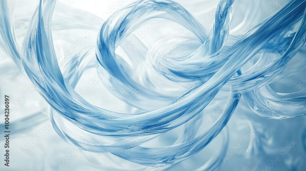 Poster mesmerizing swirling trails of 3d tech create a captivating abstract design on a white-light blue ba