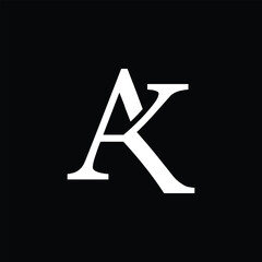 AK letter logo concept isolated on a white background. KA Logo