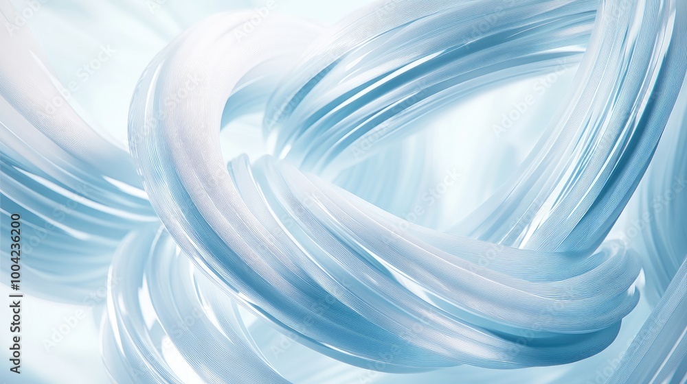 Poster stunning 3d tech trails create an abstract swirling pattern on a white-light blue backdrop, forming 