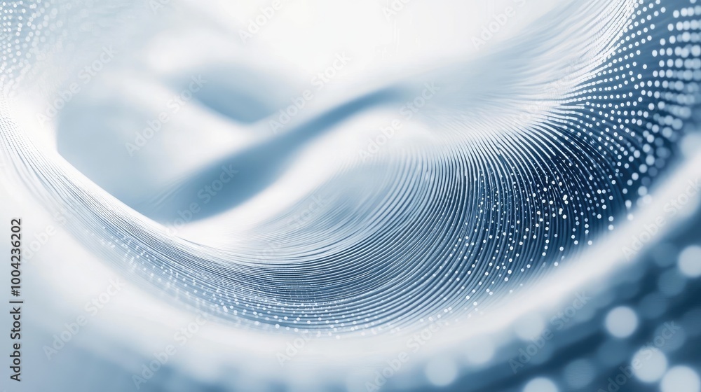 Poster stunning 3d tech trails create an abstract swirling pattern on a white-light blue backdrop, forming 