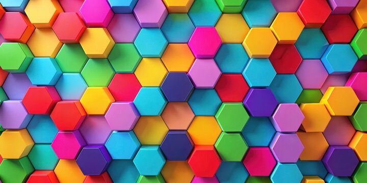 Colorful hexagonal shapes pattern design for vibrant dynamic visual appeal background