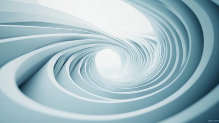 Swirling trails of 3D technology form an intricate abstract design on a white-light blue backdrop, creating a stunning artistic display of progress
