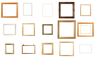 Set of Realistic Picture Frames with Transparent Background for Design Overlay