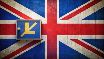 Fototapeta premium Brexit Concept Photo Featuring United Kingdom Flag and Emergency Exit Sign Symbolizing Departure