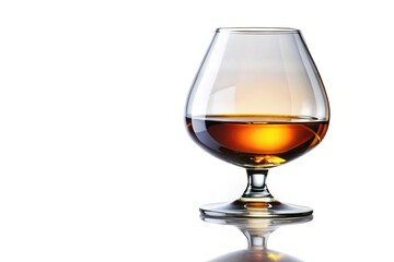 Panoramic cocktail glass with brandy or whiskey small shot isolated on white background